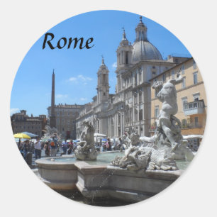 Marktplatz Navona- Rom, Italien Runder Aufkleber