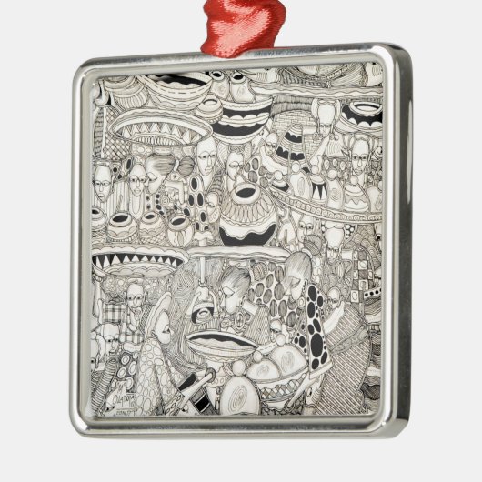 Marktplatz Silbernes Ornament (Links)