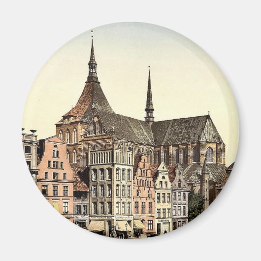 Marktplatz und Marien Church, Rostock, Mecklenbu Magnet (Vorne)