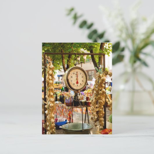 Marktskala für Vintage Bauern Postkarte (Stehend Vorderseite)