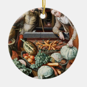 „Marktszene“ vintage Kunst individuell gestalteter Keramik Ornament