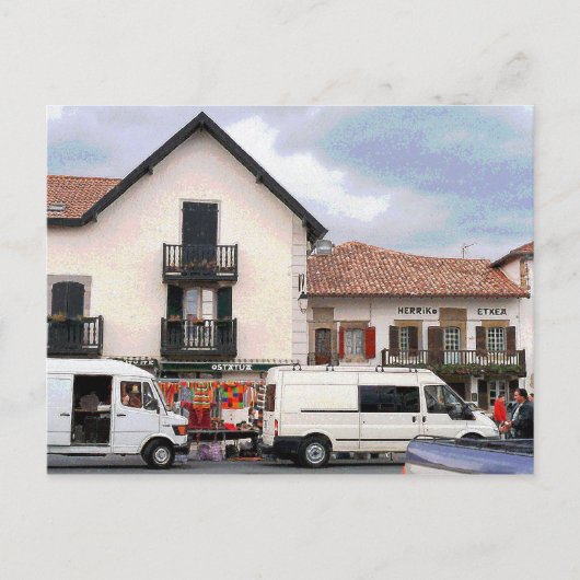 Markttag, Hélette, Frankreich Postkarte (Vorderseite)