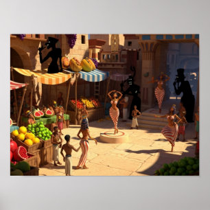Markttag im alten Ägypten Poster