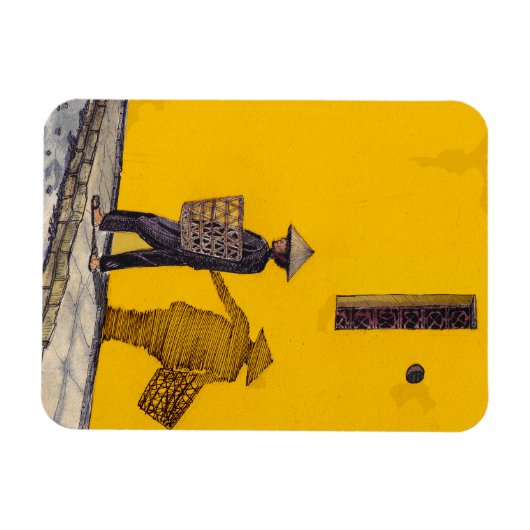 Marktvertreter in Hoi und Vietnam - Illustration Magnet (Horizontal)