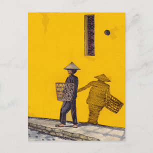 Marktvertreter in Hoi und Vietnam - Illustration Postkarte