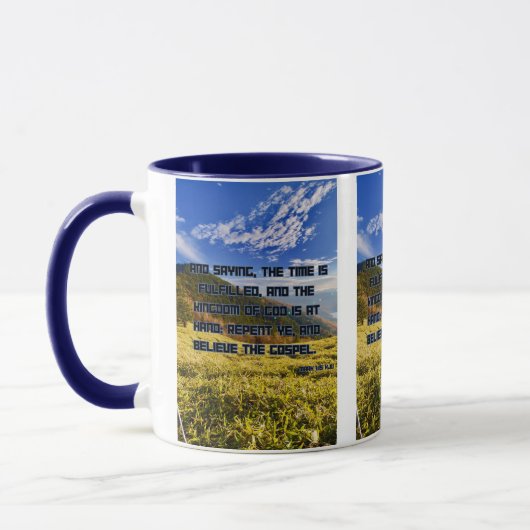Markus 1:15 KJV Bibel Schriftbild Zwei-Töne Tasse (Links)