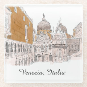 Markusplatz Pen und Tinte Illustration Glasuntersetzer