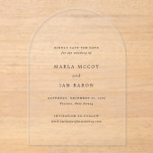 Marla Classic Wedding Save the Date Acryleinladungen (Vorderseite)