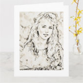 Marla Kay Mangan Computer Sketch Ink Wash 2  Karte (Gelbe Blume)