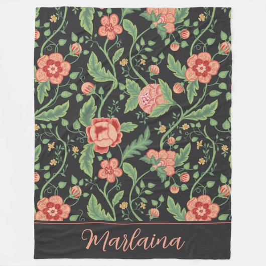 Marlaina Schwarzes Jugendstil Fleecedecke (Vorderseite)