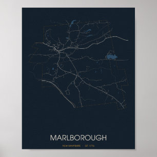 Marlborough New Hampshire Straßenkarte Poster (Nac