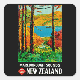 Marlborough Sounds Quadratischer Aufkleber