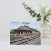Marlette Train Depot Michigan Postkarte (Stehend Vorderseite)