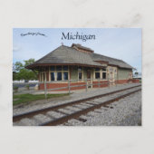 Marlette Train Depot Michigan Postkarte (Vorderseite)