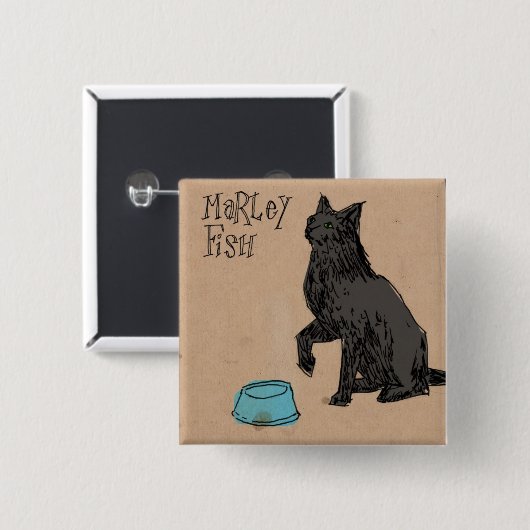 Marley Fisch-Abendessen-Zeit Button (Vorne & Hinten)