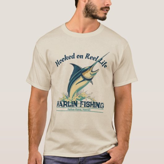 Marlin Fish Hooked on Reel Life T-Shirt (Vorderseite)