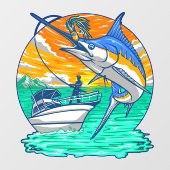 Marlin Fish übernimmt die Lure Fisherman Charter Fensteraufkleber (Blatt)