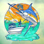 Marlin Fish übernimmt die Lure Fisherman Charter Fensteraufkleber (Blatt 3)