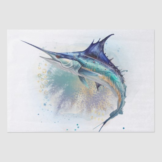 Marlin Fish Watercolor Seidenpapier (Vorderseite)