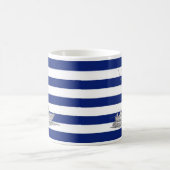 Marlin Fishing Chrome auf Navy Stripes Kaffeetasse (Mittel)
