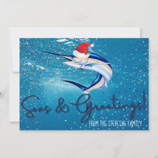 Marlin Fishing Holiday Card Feiertagskarte (Vorderseite)