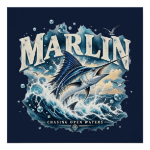 MARLIN Fishing Ocean Adventure Poster