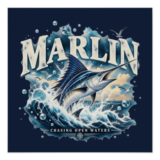 MARLIN Fishing Ocean Adventure Poster (Vorderseite)
