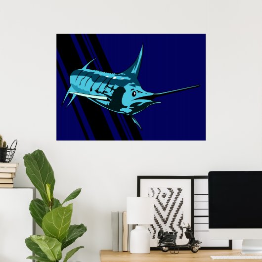 Marlin im Schatten-Illustrationsdruck Poster (Heimbüro)