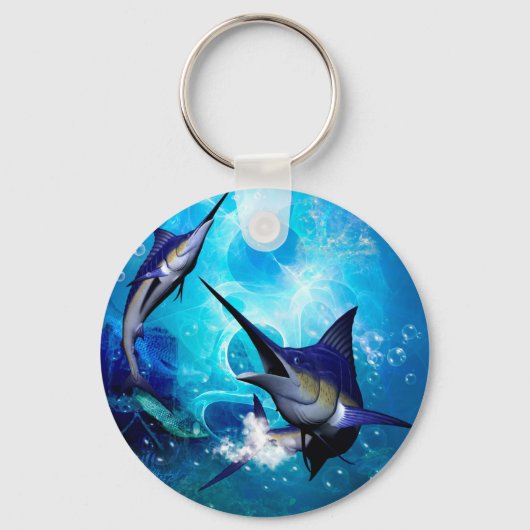 Marlin mit Blasen Schlüsselanhänger (Vorderseite)