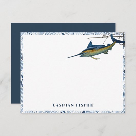Marlin Sign Stationery Note Card Mitteilungskarte (Vorne/Hinten)