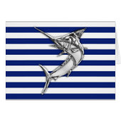 Marlin Swordfish Chrome Style auf nautischen Strei (Vorderseite (Horizontal))