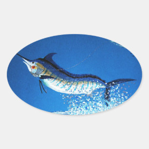 Marlin tanzend ovaler aufkleber