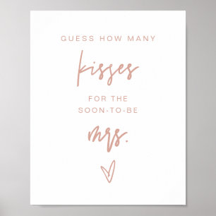 MARLO Blush Pink Wie viele Kisses Bridal Game Poster