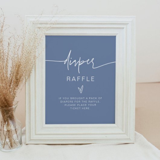 MARLO Bohemisch Dusty Blue Diaper Raffle Game Sign Poster