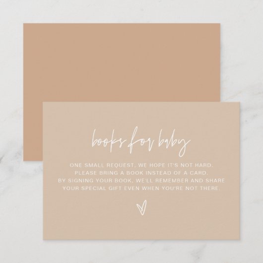 MARLO Boho Beige Bücher für Baby Showspielkarte Einladung (Vorne/Hinten)