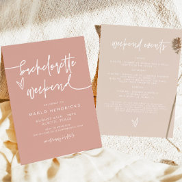 MARLO Boho Blush Bachelorette Wochenende Itinerary Einladung