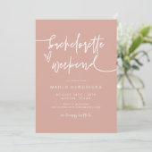 MARLO Boho Blush Bachelorette Wochenende Itinerary Einladung (Stehend Vorderseite)