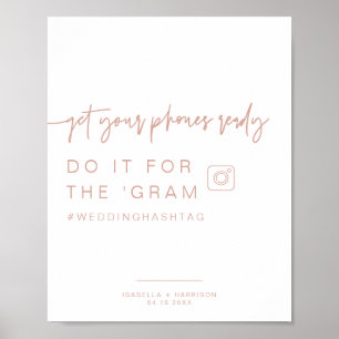 MARLO Boho Blush Instagram Hashtag Wedding Sign Poster