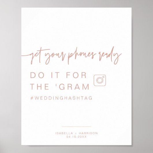 MARLO Boho Blush Instagram Hashtag Wedding Sign Poster (Vorne)