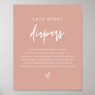 MARLO Boho Blush Pink Spate Night Diaper Spiel Poster