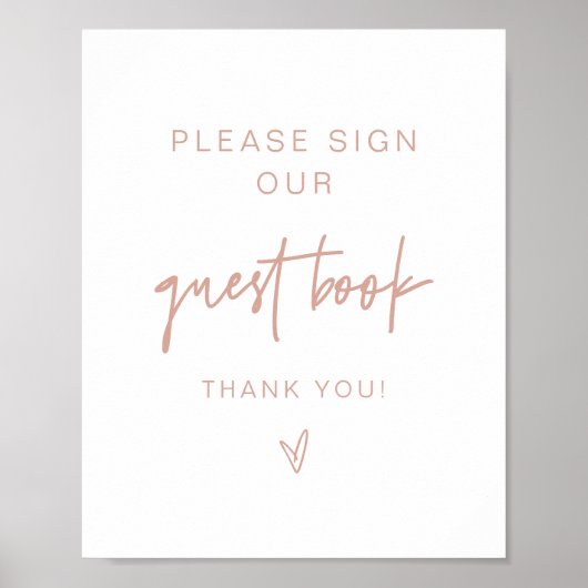 MARLO Boho Blush Pink und Beige Guestbook Sign Poster (Vorne)
