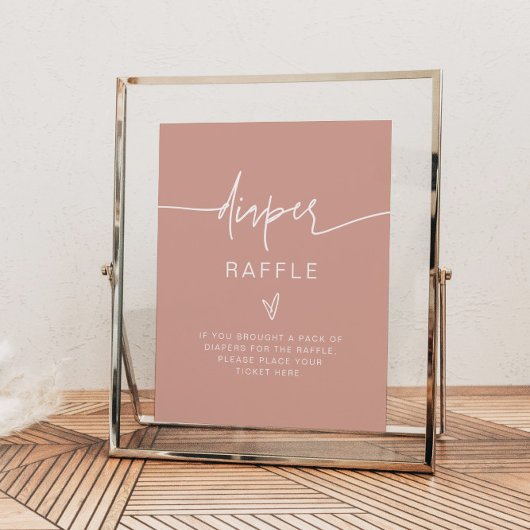 MARLO Boho Blush Pink Windeln Raffelspiel-Zeichen Poster