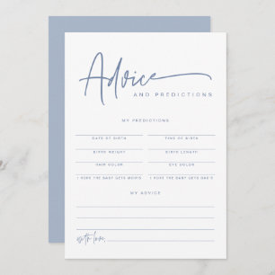 MARLO Boho Dusty Blue Baby Advice & Predictions Einladung