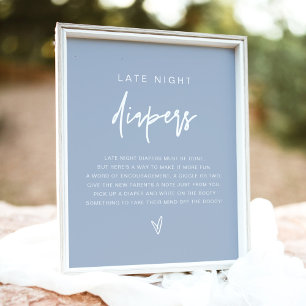 MARLO Boho Dusty Blue Late Night Diapers Game Poster