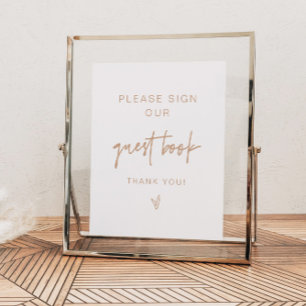 MARLO Boho Earth Toned Beige Guestbook Sign Poster