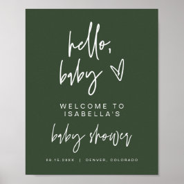 MARLO Boho Forest Green Baby Dusche Willkommenspen Poster