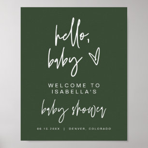 MARLO Boho Forest Green Baby Dusche Willkommenspen Poster