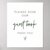 MARLO Boho Forest Green Guestbook Zeichen Poster (Vorne)