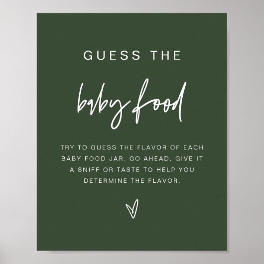 MARLO Boho Forest Green rät das Baby Food Game Poster (Vorne)