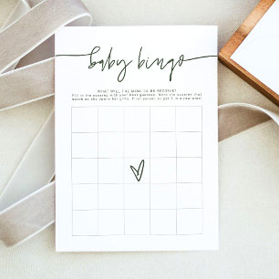 MARLO Boho Forest Grün Baby Shower Bingo Spiel Einladung
